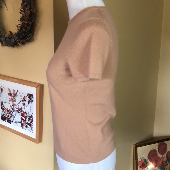 Vtg Y2K NEIMAN MARCUS sz Medium 100% Pure Cashmere Crewneck Sweater ZipBack Tan - Picture 7 of 11